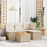 vidaXL 5-delige Loungeset met kussens poly rattan zwart