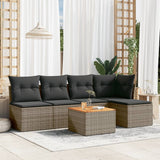 vidaXL 6-delige Loungeset met kussens poly rattan zwart