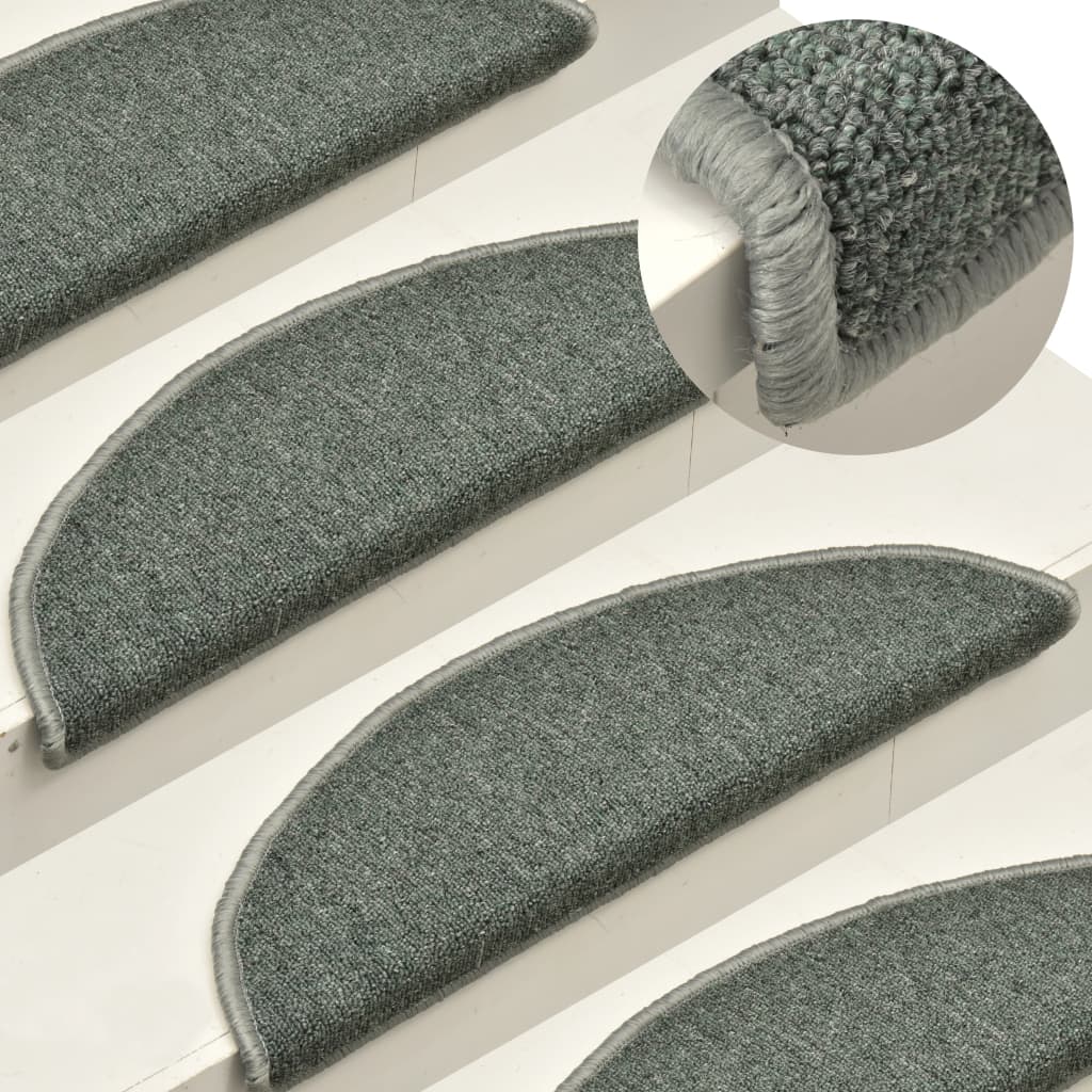 vidaXL Stair Mats 15 pcs 56x17x3 cm Anthracite Half Round