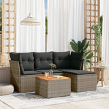 vidaXL 5-delige Loungeset met kussens poly rattan zwart