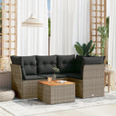vidaXL 5-delige Loungeset met kussens poly rattan zwart