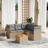 vidaXL 6-delige Loungeset met kussens poly rattan zwart