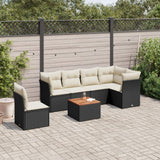 vidaXL 7-delige Loungeset met kussens poly rattan zwart