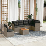 vidaXL 7-delige Loungeset met kussens poly rattan zwart