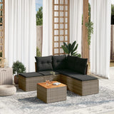 vidaXL 6-delige Loungeset met kussens poly rattan zwart
