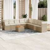vidaXL 10-delige Loungeset met kussens poly rattan zwart