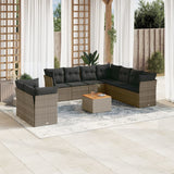 vidaXL 10-delige Loungeset met kussens poly rattan zwart