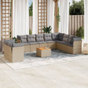 vidaXL 11-delige Loungeset met kussens poly rattan zwart