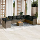 vidaXL 11-delige Loungeset met kussens poly rattan zwart