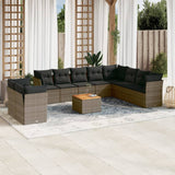 vidaXL 11-delige Loungeset met kussens poly rattan zwart