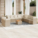 vidaXL 12-delige Loungeset met kussens poly rattan zwart