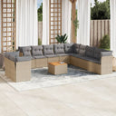 vidaXL 12-delige Loungeset met kussens poly rattan zwart