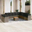 vidaXL 12-delige Loungeset met kussens poly rattan zwart