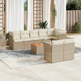 vidaXL 9-delige Loungeset met kussens poly rattan zwart