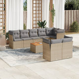 vidaXL 9-delige Loungeset met kussens poly rattan zwart