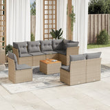 vidaXL 9-delige Loungeset met kussens poly rattan zwart