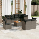 vidaXL 9-delige Loungeset met kussens poly rattan zwart