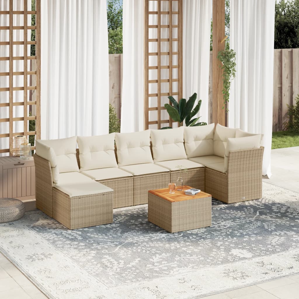vidaXL 8-delige Loungeset met kussens poly rattan zwart
