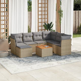 vidaXL 8-delige Loungeset met kussens poly rattan zwart