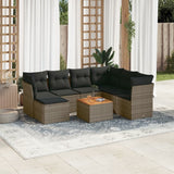 vidaXL 8-delige Loungeset met kussens poly rattan zwart