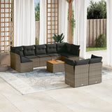 vidaXL 10-delige Loungeset met kussens poly rattan zwart