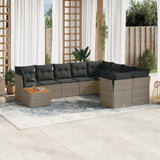 vidaXL 10-delige Loungeset met kussens poly rattan zwart