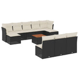 vidaXL 11-delige Loungeset met kussens poly rattan zwart