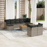 vidaXL 10-delige Loungeset met kussens poly rattan zwart