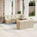vidaXL 11-delige Loungeset met kussens poly rattan zwart