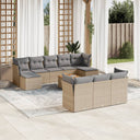 vidaXL 11-delige Loungeset met kussens poly rattan zwart