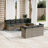 vidaXL 11-delige Loungeset met kussens poly rattan zwart