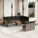 vidaXL 12-delige Loungeset met kussens poly rattan zwart