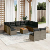 vidaXL 12-delige Loungeset met kussens poly rattan zwart
