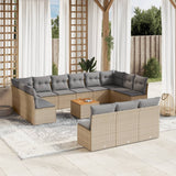 vidaXL 14-delige Loungeset met kussens poly rattan zwart
