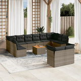 vidaXL 13-Piece Poly Rattan Lounge Set with Cushions Black
