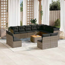 vidaXL 13-delige Loungeset met kussens poly rattan zwart
