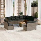 vidaXL 13-delige Loungeset met kussens poly rattan zwart