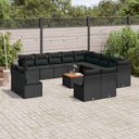 vidaXL 14-piece Lounge Set with Cushions Poly Rattan Black