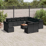 vidaXL 14-piece Lounge Set with Cushions Poly Rattan Black