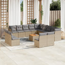 vidaXL 14-piece Lounge Set with Cushions Poly Rattan Black