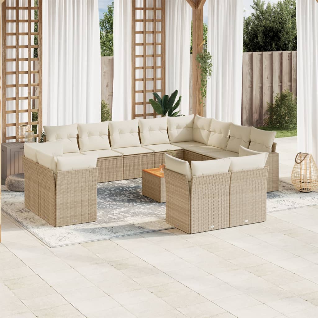 vidaXL 13-delige Loungeset met kussens poly rattan zwart