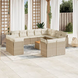 vidaXL 13-delige Loungeset met kussens poly rattan zwart