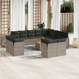 vidaXL 13-delige Loungeset met kussens poly rattan zwart
