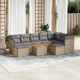 vidaXL 10-delige Loungeset met kussens poly rattan zwart