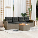 vidaXL 5-delige Loungeset met kussens poly rattan zwart