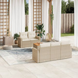 vidaXL 6-delige Loungeset met kussens poly rattan zwart