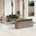 vidaXL 6-delige Loungeset met kussens poly rattan zwart