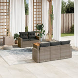 vidaXL 6-delige Loungeset met kussens poly rattan zwart