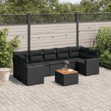 vidaXL 8-delige Loungeset met kussens poly rattan zwart