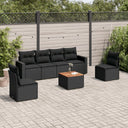 vidaXL 7-delige Loungeset met kussens poly rattan zwart